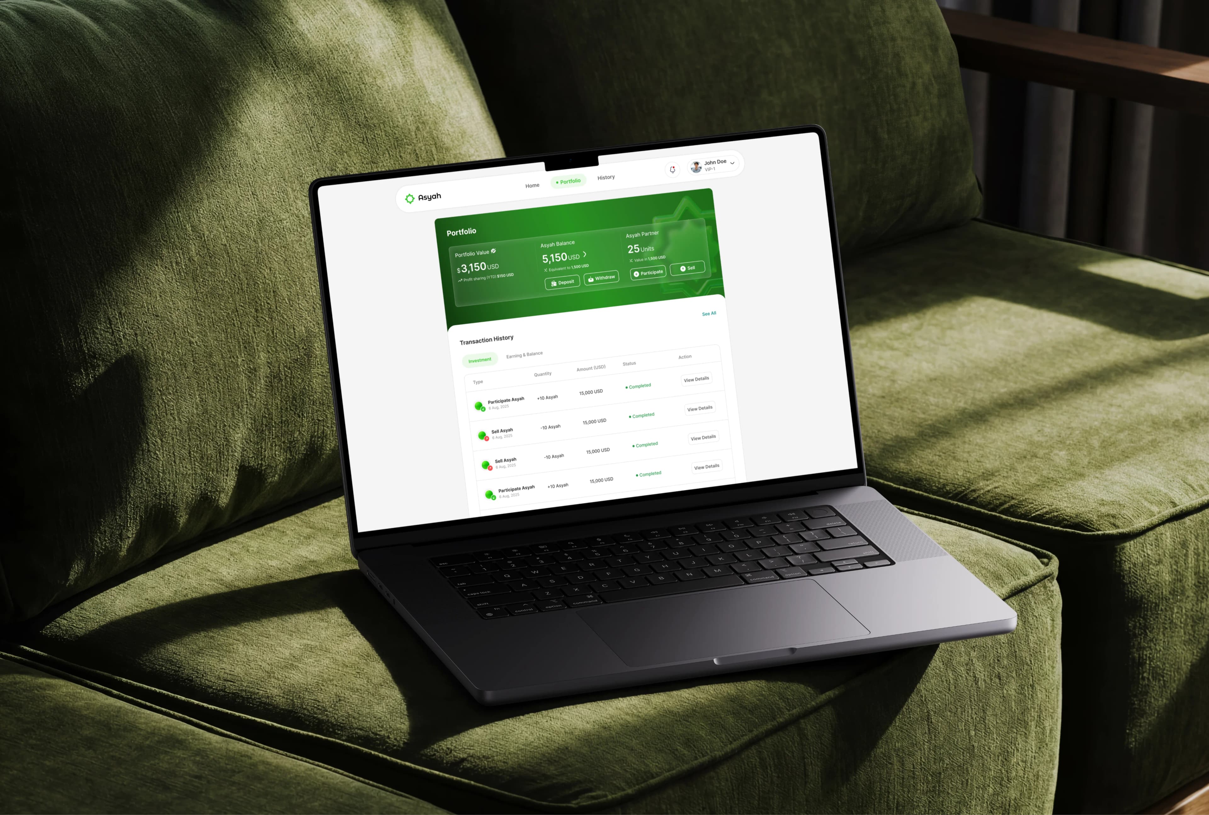 The Asyah platform on a laptop